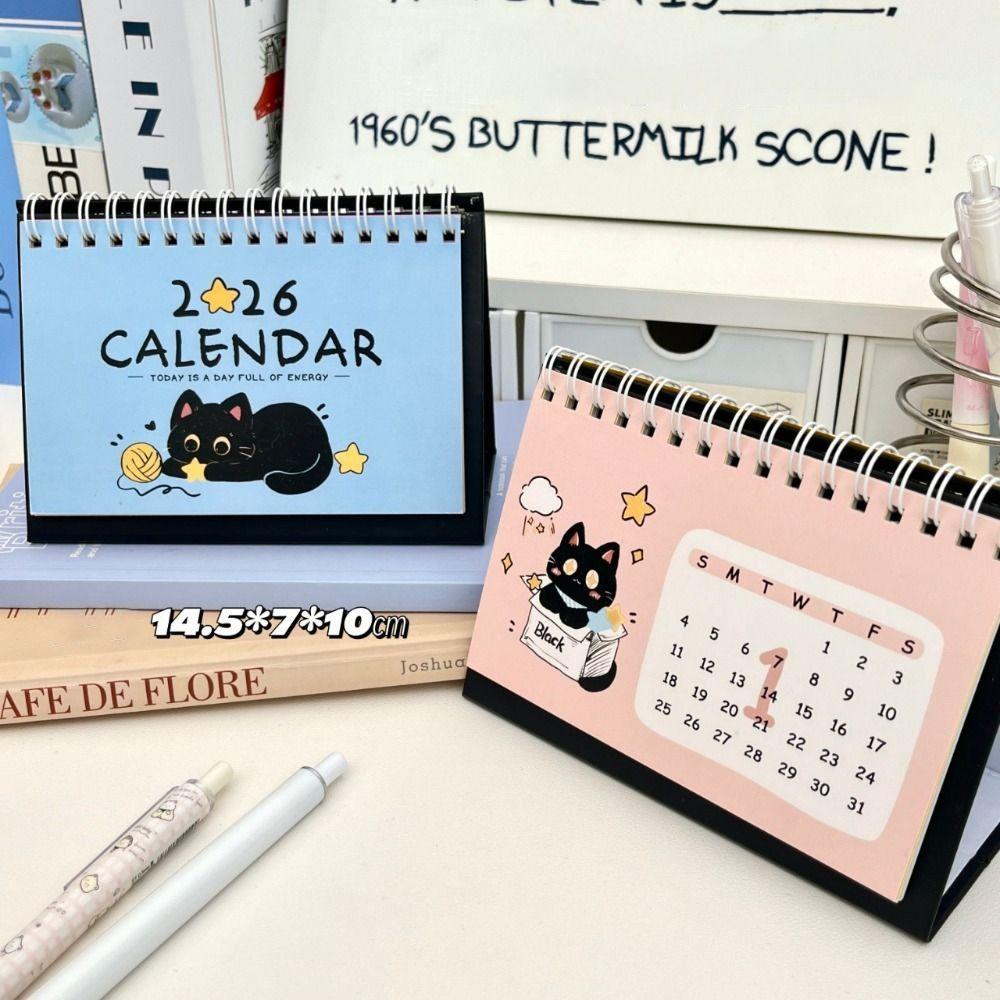 Cartoon Coil 2026 Desk Calendar Desktop Decoration Cute Cat Mini Calendar Portable Daily Planner Students Gifts