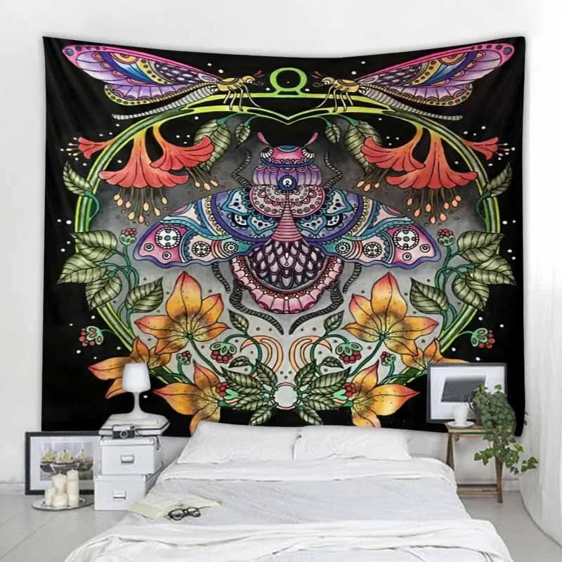 Psychedelic Animal Tapestry Wall Hanging Retro Tropical Plant Background Bukawaii Home Decor Yoga Mat Bed Sheet Customizable