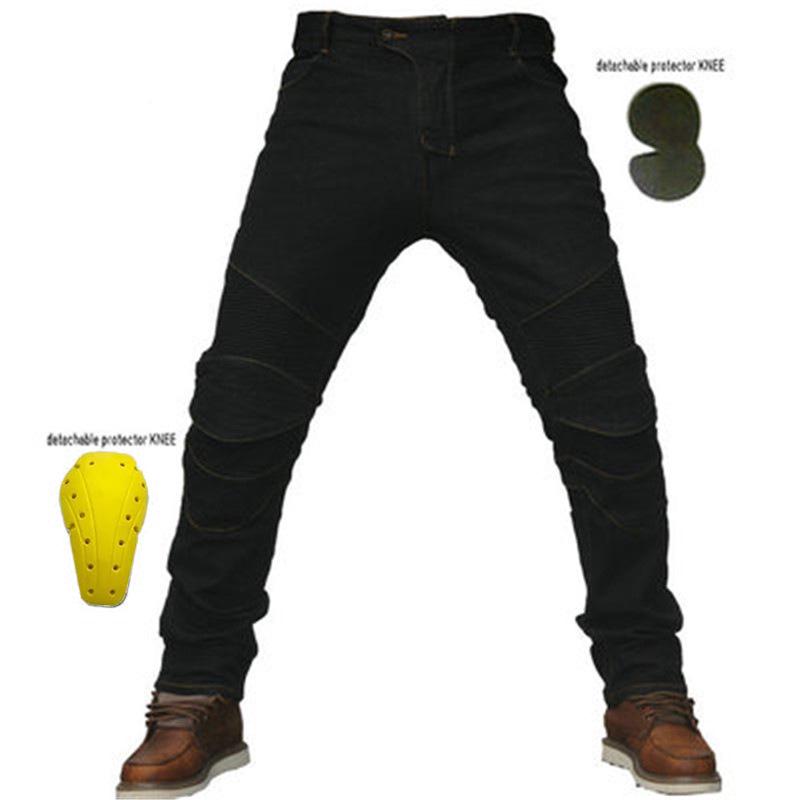 Мужские облегающие джинсы для мотоциклистов с наколенниками - брюки для езды на весну и осень
