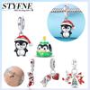 Copper Christmas Penguin Snowman Charm Pendant Beads Fit Original Bracelet For Women Valentine Day Jewelry Gifts