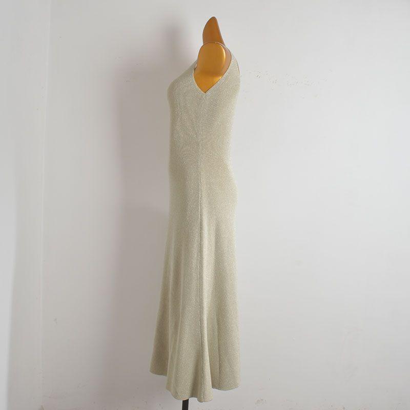French Sexy V Neck Sleeveless Knitting Dress Women's Spring/Summer New Arrival Silm Slim Looking Waist-Tight Hip-Wrapped Sleeveless Dress