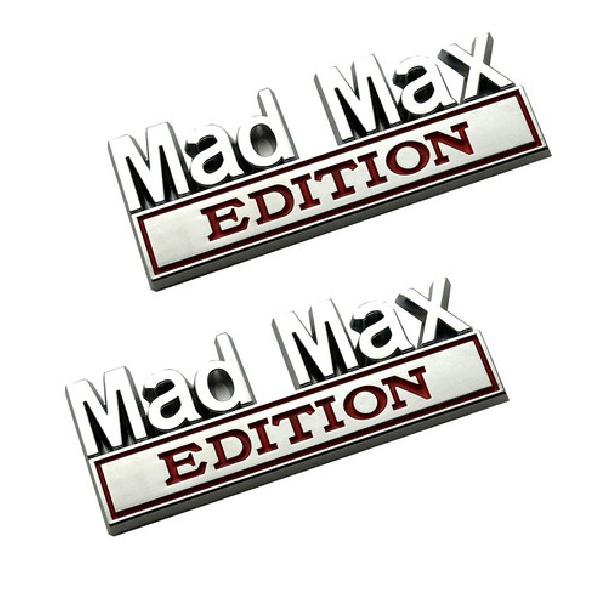 2pcs Metal Mad Max Edition Decals Sticker 3D Raised Letter Emblem Chrome Red
