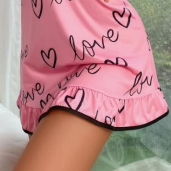 Women Nightdress Big Hem Sleeveless Backless Heart Print Above Knee Seductive Low Cut Spaghetti Strap Women Nightie for Sleeping