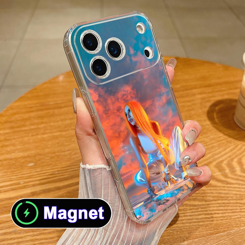 Модный прозрачный чехол для мобильного телефона Ava Max из ТПУ с Magsafe для iPhone 17 16 15 14 13 12 11 Air Pro Max Plus Mini Цветная крышка