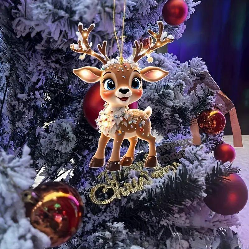 Акриловая елочная игрушка лось Подвеска на зеркало заднего вида автомобиля Домашняя подвеска