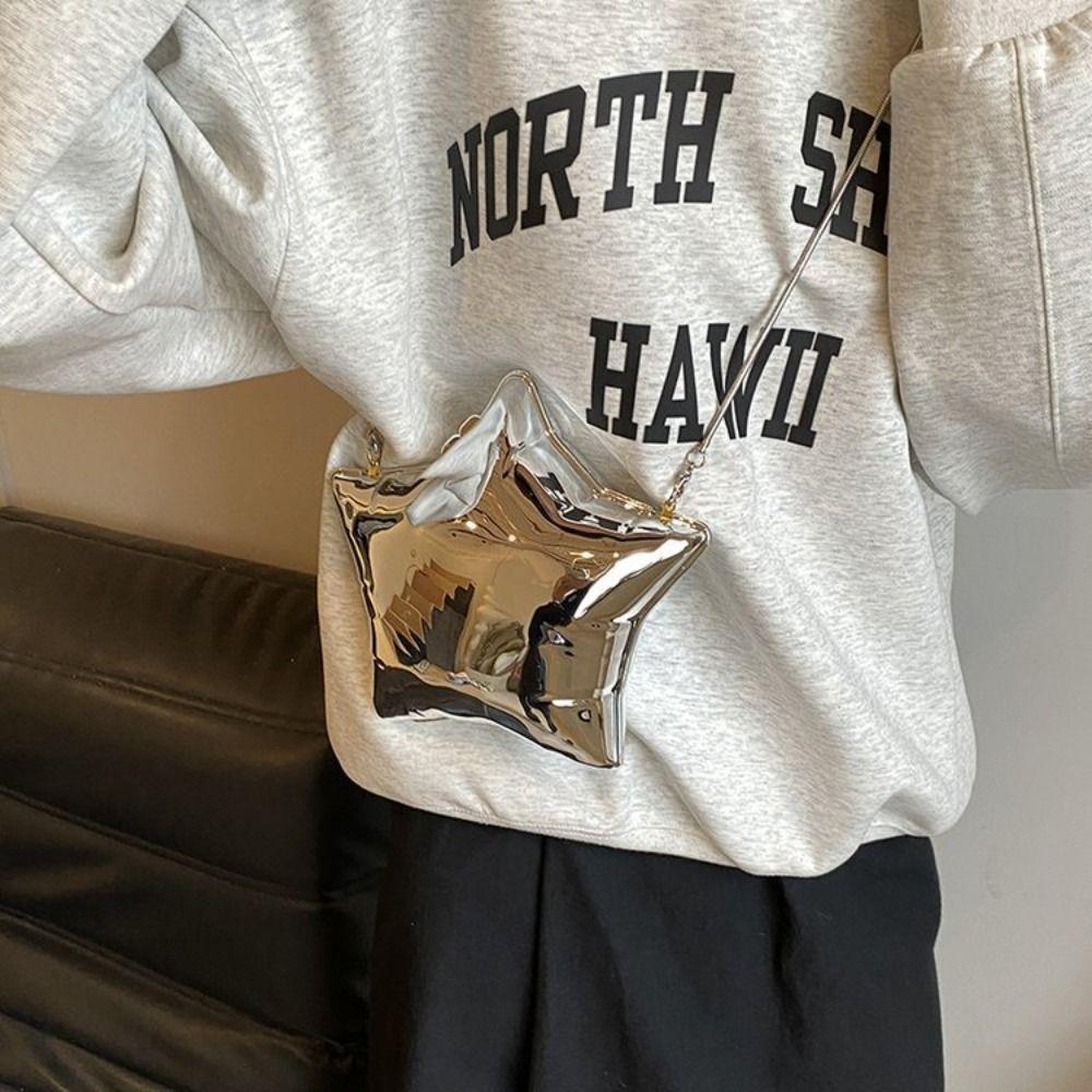 Korean Style Banquet Chain Bag Silver Funny Party Bag Retro Bright Star Shoulder Bag Gift