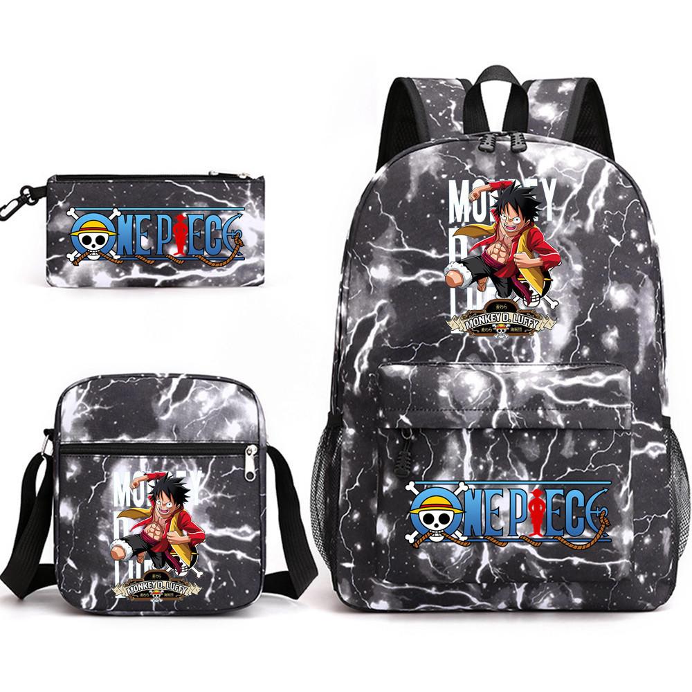 One Piece Anime Backpack for Students Outdoor Campus Bookbag with Pencil Case Digital Print