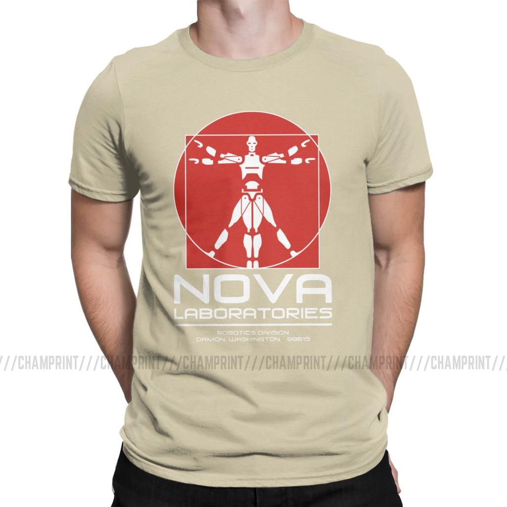 Awesome Nova Laboratories Short Circuit TShirts Men 100 Cotton T Shirt Johnny 5 80s Retro Robot Movies Tee Shirt 6XL Tops