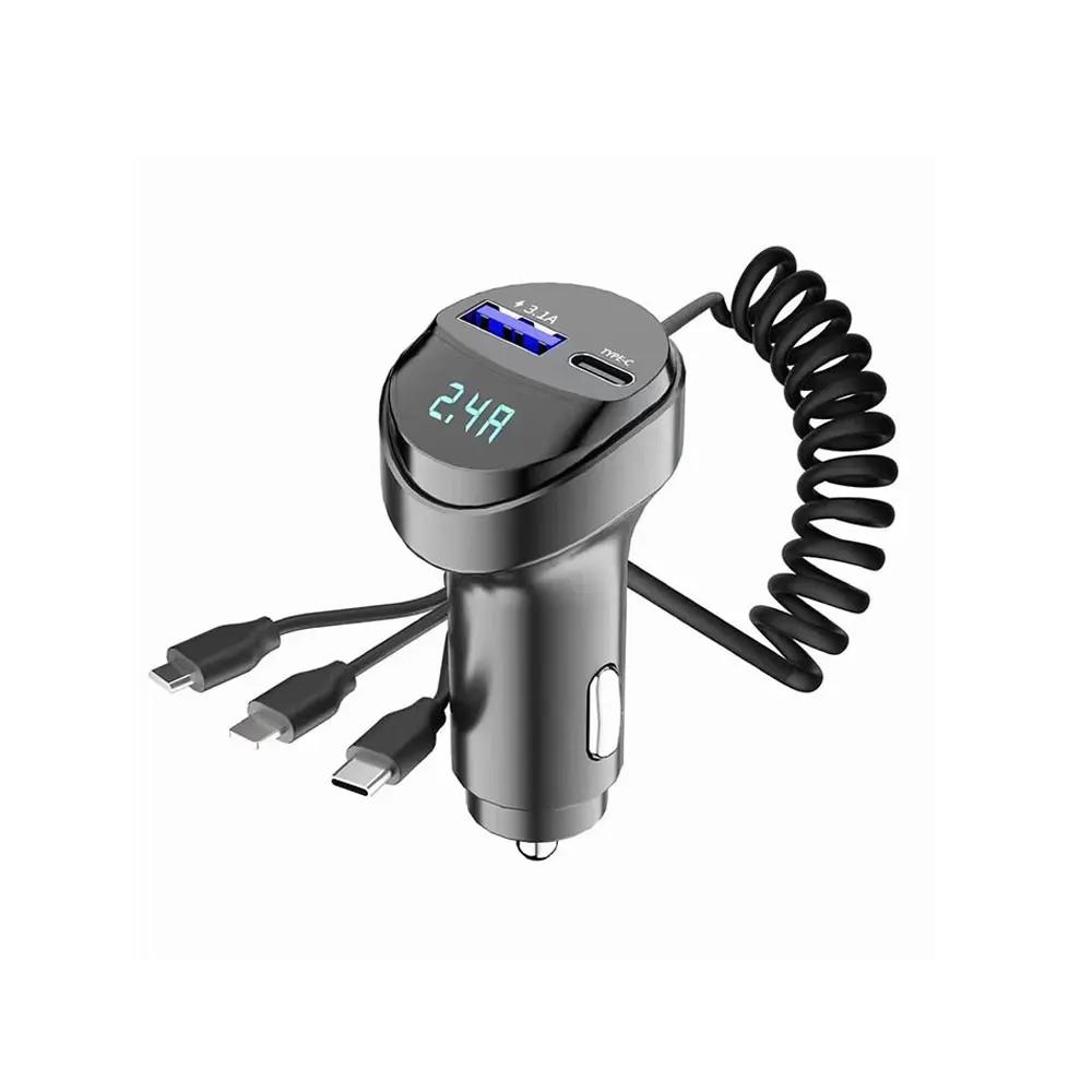 1pc Universal Car 3.1A 55W Quick Charge Auto Three Wire Charger Car Voltage Display Fast Charging Charger Car Accessories