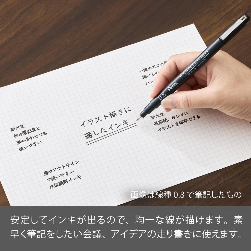 Pentel 10 Ручка на водной основе, Линер, 0,03 мм, Черная, ручки, S20P-03AD(10)