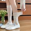 Pure Cotton Women's Lace Mid-calf Push-pull Socks, Breathable, Soft, Sweet and Trendy Socks