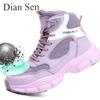 Safety Boots Women Steel Toe Shoes Casual Walking Slip Resistant High Top Work Boots Anti-Puncture & Breathable Safety Shoes