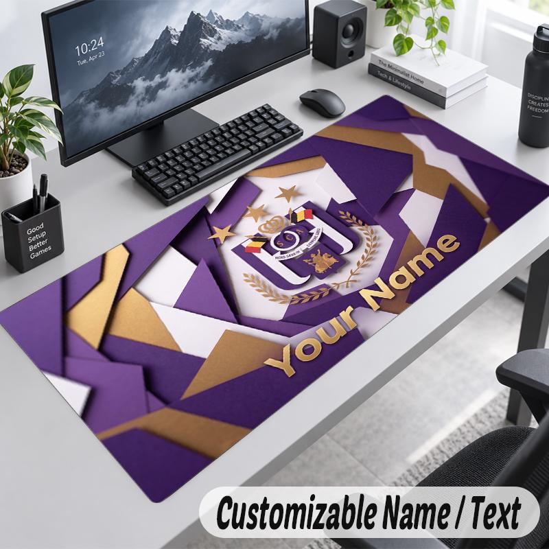 Custom Name Text Mouse Pad Anderlecht FC logo Personalized Desk Pad For Work And Gaming