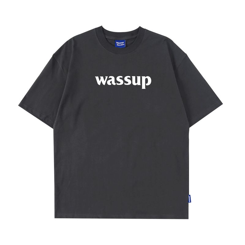 Wassup Heods Simple T-Shirt with Built-In Trendy Solid Color Pure Cotton Casual Top for Men and Women Official Store