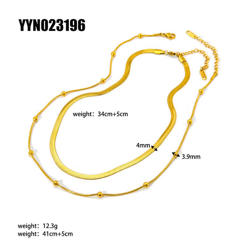 Двухслойное ожерелье из нержавеющей стали с покрытием из 18-каратного золота — не выцветает, легкая роскошная цепочка для свитера, аксессуар из титановой стали