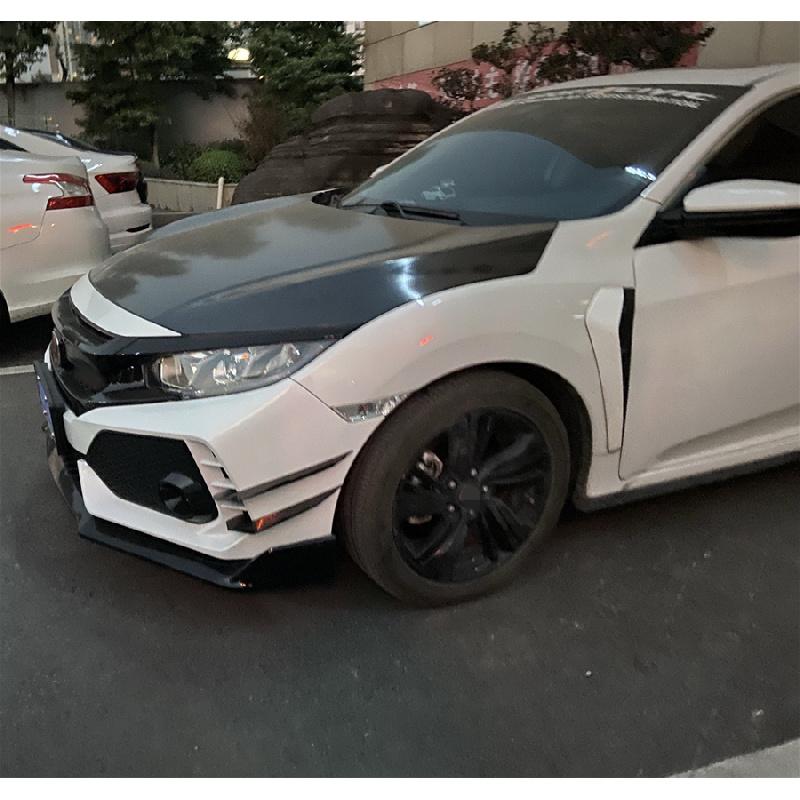 2 шт. Для Honda Civic Type R 2016-2021 Глянцево-черные Клыки переднего бампера Разделители Плавники Воздушный нож