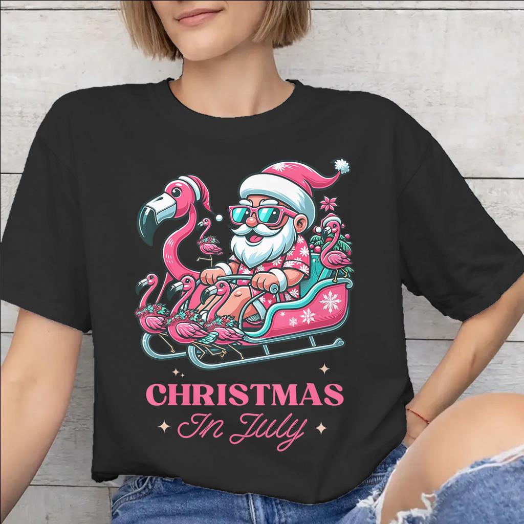 Christmas In July Vacation Accessories Unisex WoUnisex T Shirts Cotton Tee Graphic Printing Tshirt Clothes