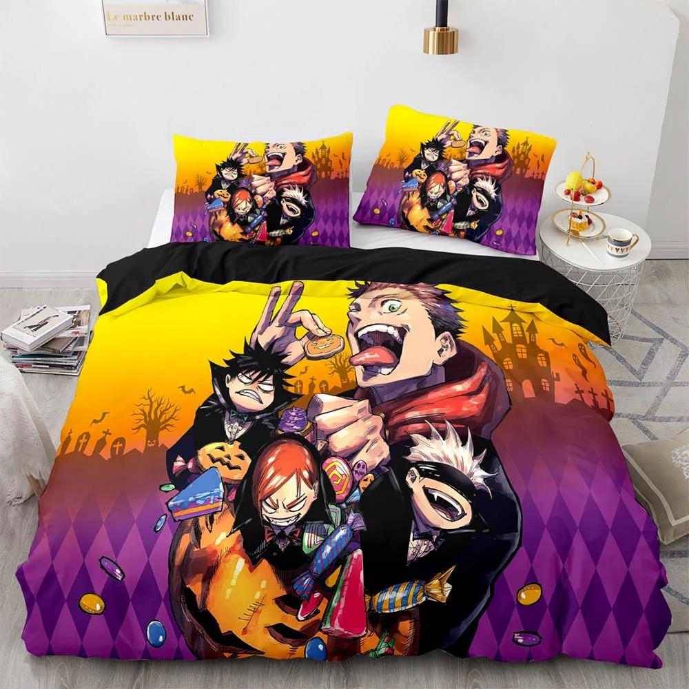 Постельное белье Jujutsu Kaisen Односпальное Двуспальное Полное Queen King Размер Аниме 3D Печать Пододеяльник Каваий Детская Взрослая Спальня