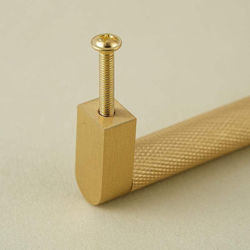 Knurled Solid Brass Furniture Handles Golden Handles for Wardrobe and Drawer Opulent Hardware Finishes Kitchen Cabinet Handles