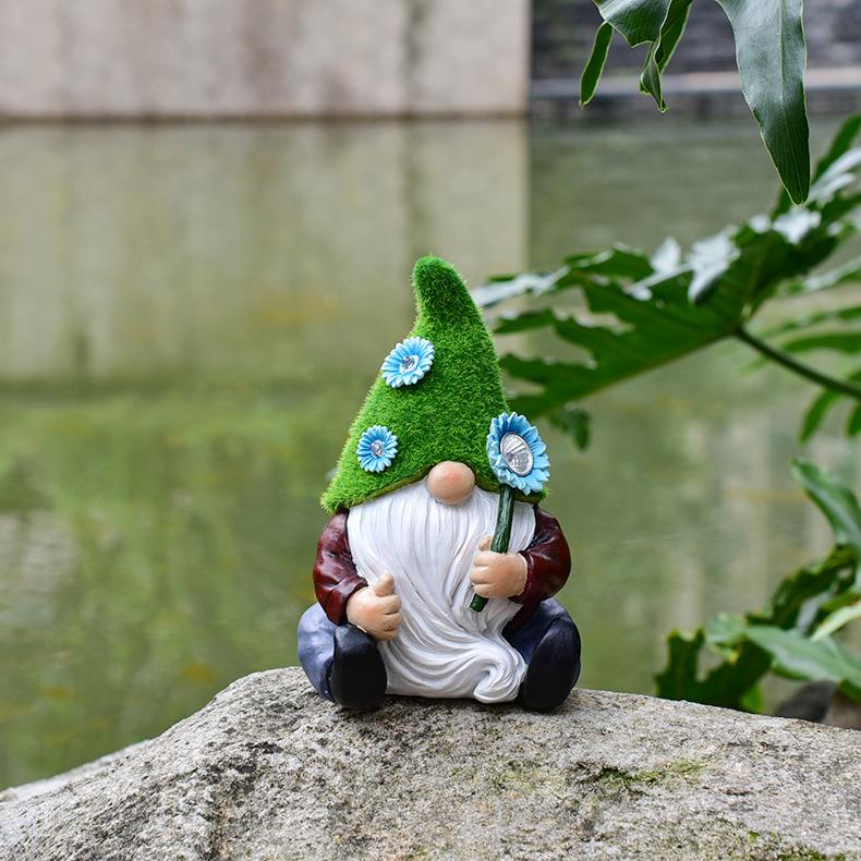 Открытый солнечный садовый орнамент гном карлик патио украшения изделия из смолы садовые фонари