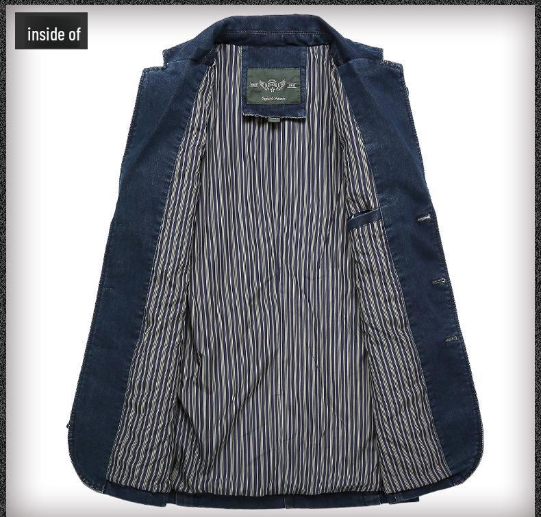 Мужской повседневный комплект из джинсовой куртки и брюк свободного кроя - молодежный, большой размер