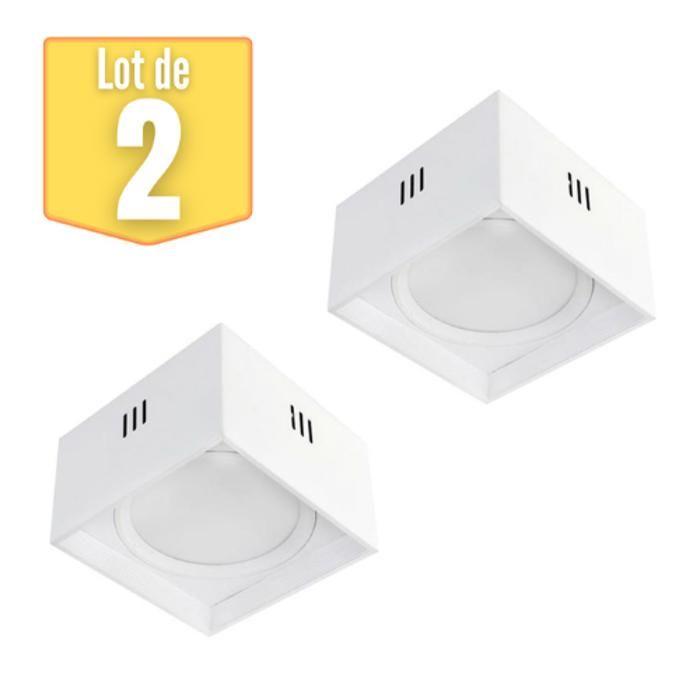 Lot de 2 Plafonniers LED carré 10W 700lm 4200K Blanc