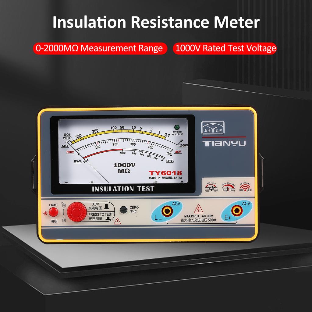Insulation Resistance Meter Digital Ohmmeter Megger Handheld Insulation Tester Megameter 02000M Ohm