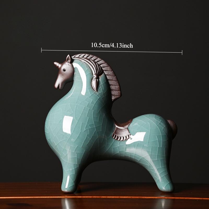 Ceramic Horse Figurines for Good Fortune in The Living Room Entrance, Wine Cabinet Tabletop Decoration, Office Desk Zodiac Horse