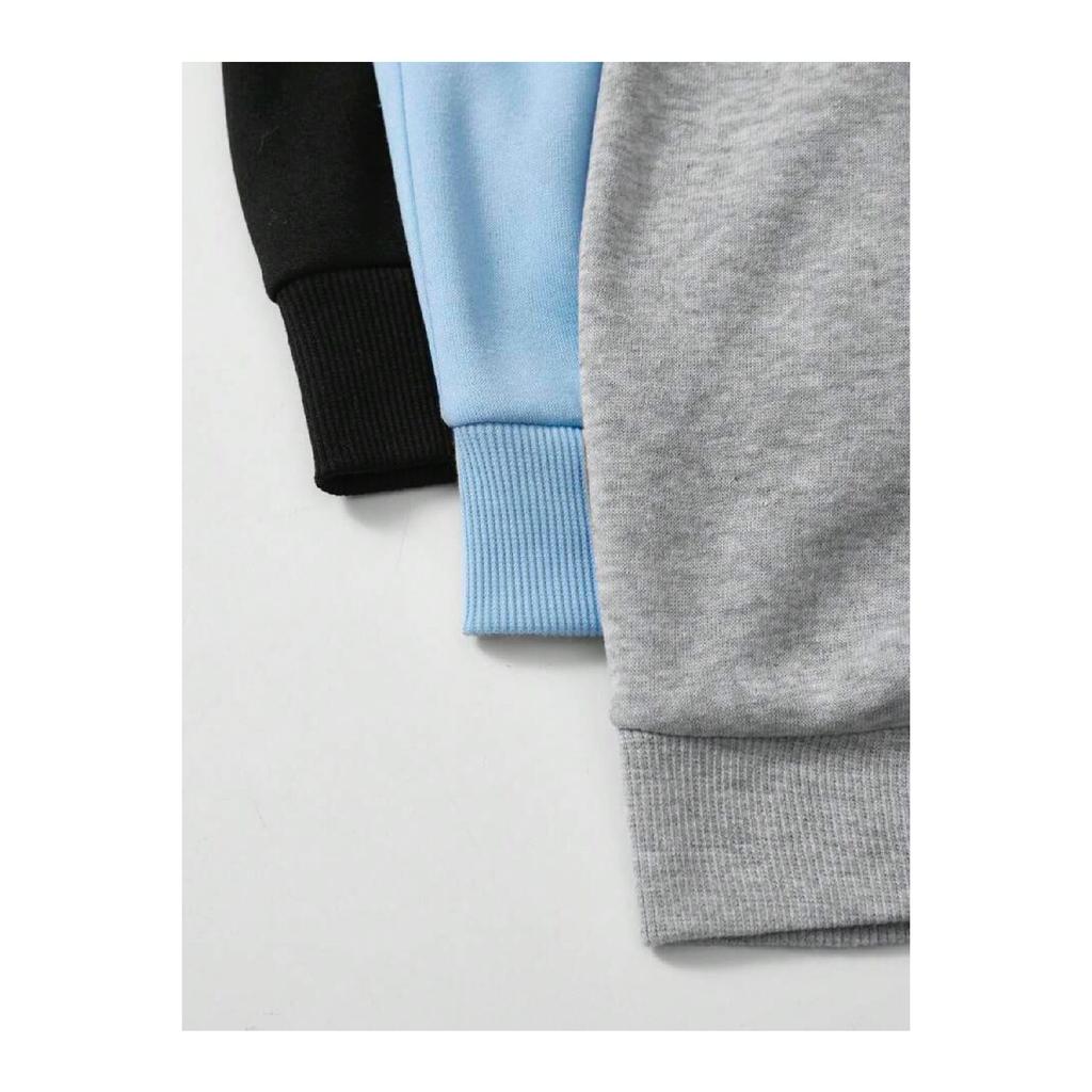 Унисекс, однотонная толстовка оверсайз с капюшоном из 3 предметов без принта