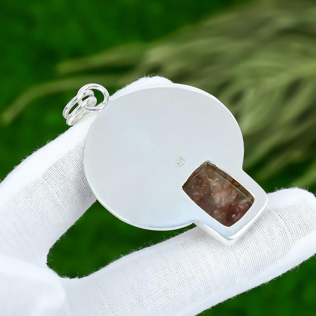 Radiant Elestial Quartz Stone Bezel Daughter New Pendant Jewelry Sterling Silver