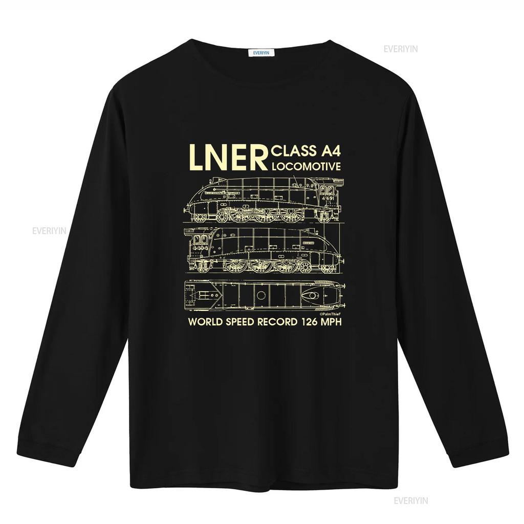 LNER Class A Locomotive Train T Shirt Unisexs Blueprints Birthday  vintage Washed Breathable streetwear Stretched Soft