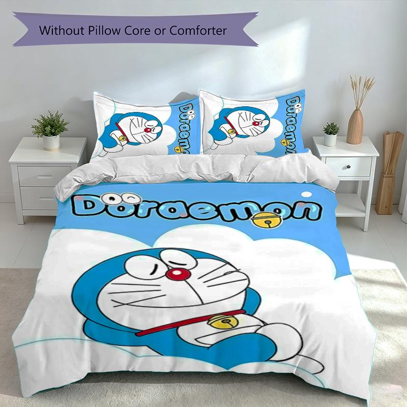 3pcs Doraemon Duvet Cover Set, Includes 1 Duvet Cover and 2 Pillowcases,Skin-Friendly&Comfortable Fabric,Suitable Bedding Sets