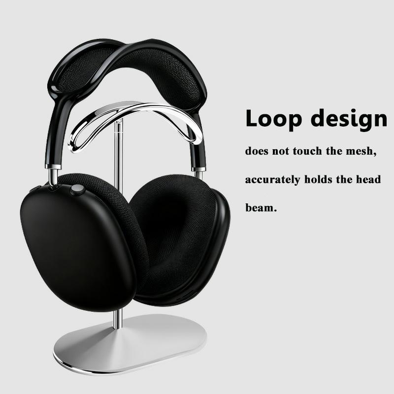 Металлическая изогнутая подставка для наушников для Airpods Max из алюминиевого сплава Держатель для гарнитуры Настольная полка-дисплей с противоскользящей основой Экономия места