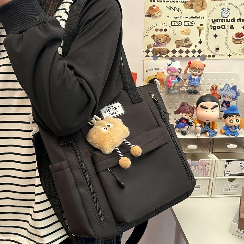 Кремовая сумка-тоут кроссбоди для поездок на работу - Большая вместимость, Универсальная, Сумка на одно плечо для студентов