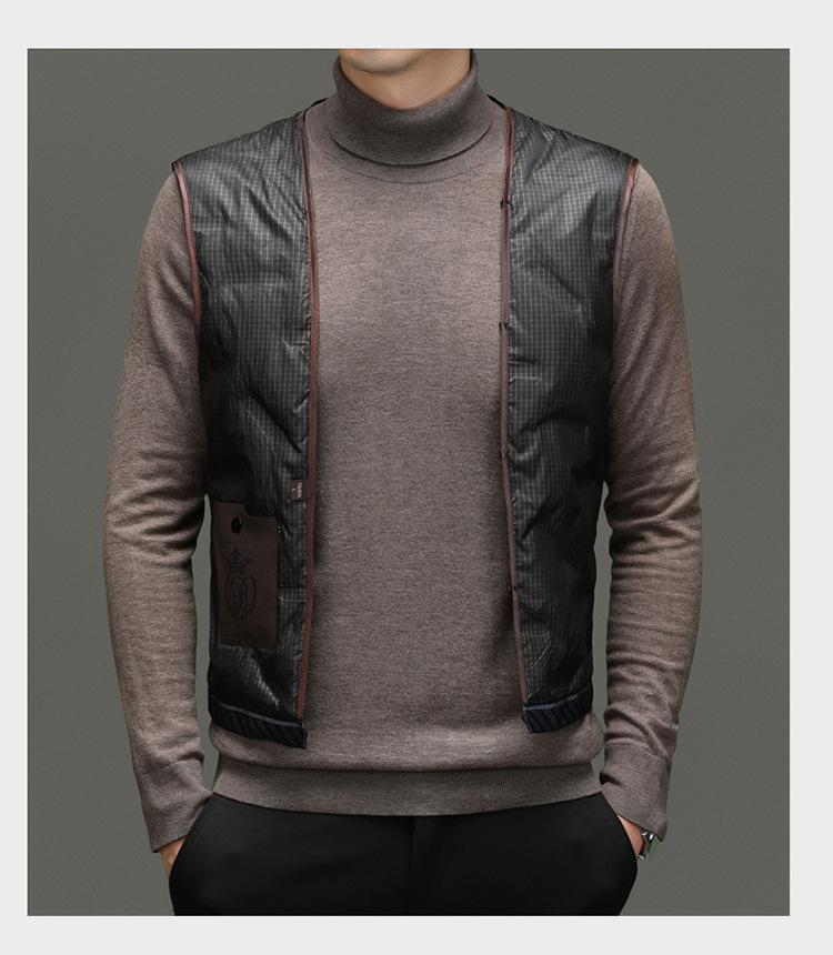 Модная мужская зимняя шерстяная куртка со съемной пуховой подкладкой и воротником-стойкой