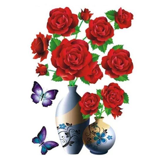 Креативная наклейка на стену, реалистичная водонепроницаемая яркая самоклеящаяся ваза для цветов