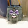 Yousheng Keychain Cartoon Plush Doll Wearing Big Bowknot Decor Big Mouth Design Charm Key Chain Keys Backpacks Cars Accessories
