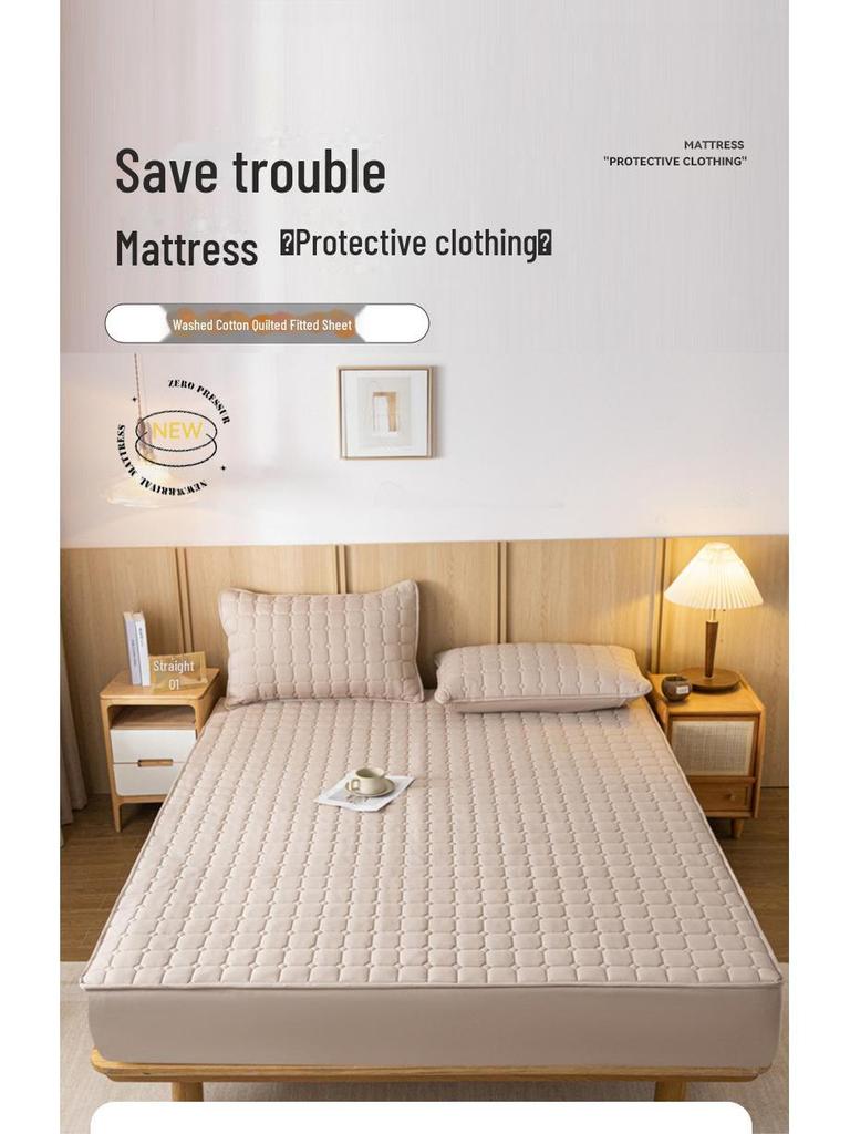 Стеганый чехол для односпальной кровати премиум-класса - однотонный, пыленепроницаемый и универсальный защитный чехол для матраса