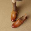 Basic Women Pumps Round Toe Mature Genuine Leather Office Lady Shoes Woman Lace-Up Thick Heels 2024 Spring New Heels Women