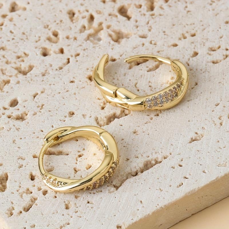 Cross Gold Color Hoop Earrings for Women Wedding Engagement Trendy Fancy Cubic Zirconia Gentle Accessories Jewelry Gift