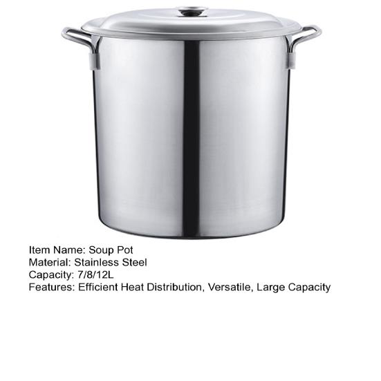 Stainless Steel Soup Pot with Lid Large Commercial Cooking Pot for Soup Stew Seafood Multifunctional Induction Cooker