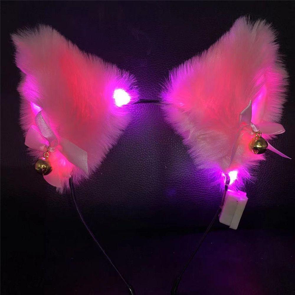 With LED Light Masquerade Cat Ear Headband Cosplay Headwear Fancy Dress Hairband Hair Accessories