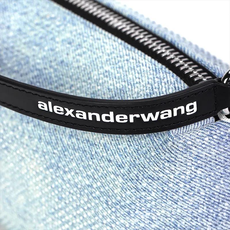 Alexander Wang Heiress Solid Color Minimalist Zipper Closure Denim Tote Bag for Women in Blue