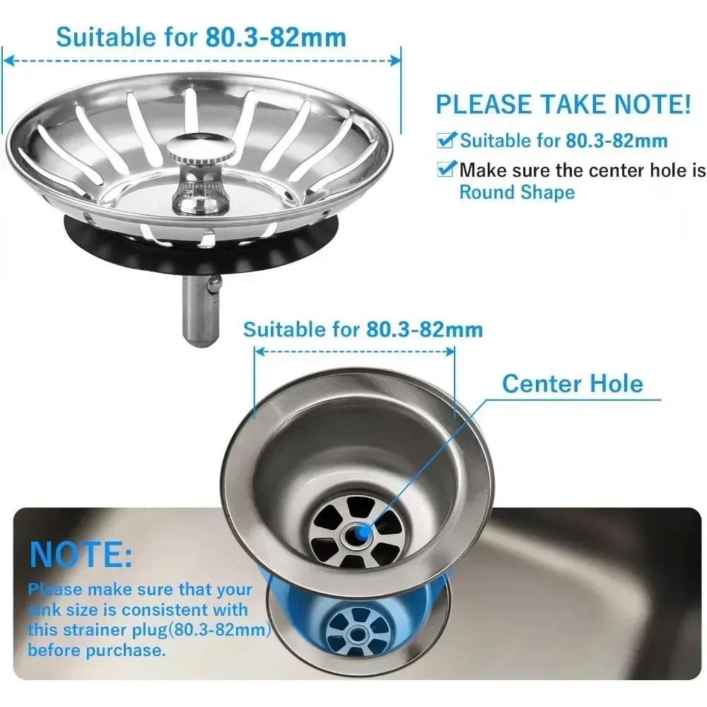 Stainless Steel Sink Filter Bathtub Drain Hair Catcher Kitchen/Bathroom Plug