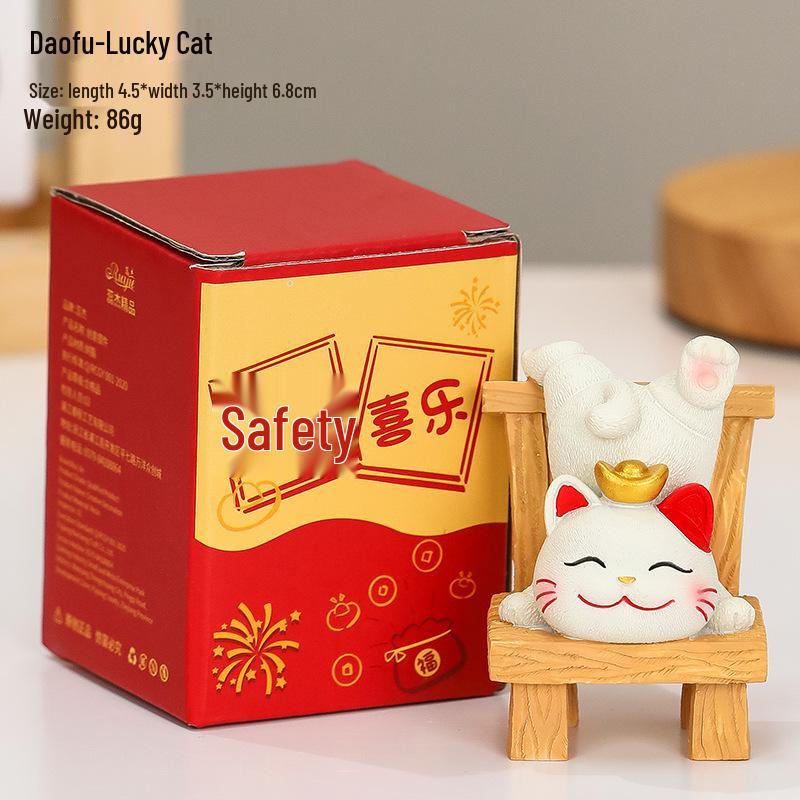 Счастливый кот смола держатель для мобильного телефона - Милое украшение для офисного стола, подарок