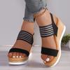 Women's Wide Width Platform Sandals, Peep Toe Wedge Roman Shoes, European Style Outdoor Beach Sandals for Women
