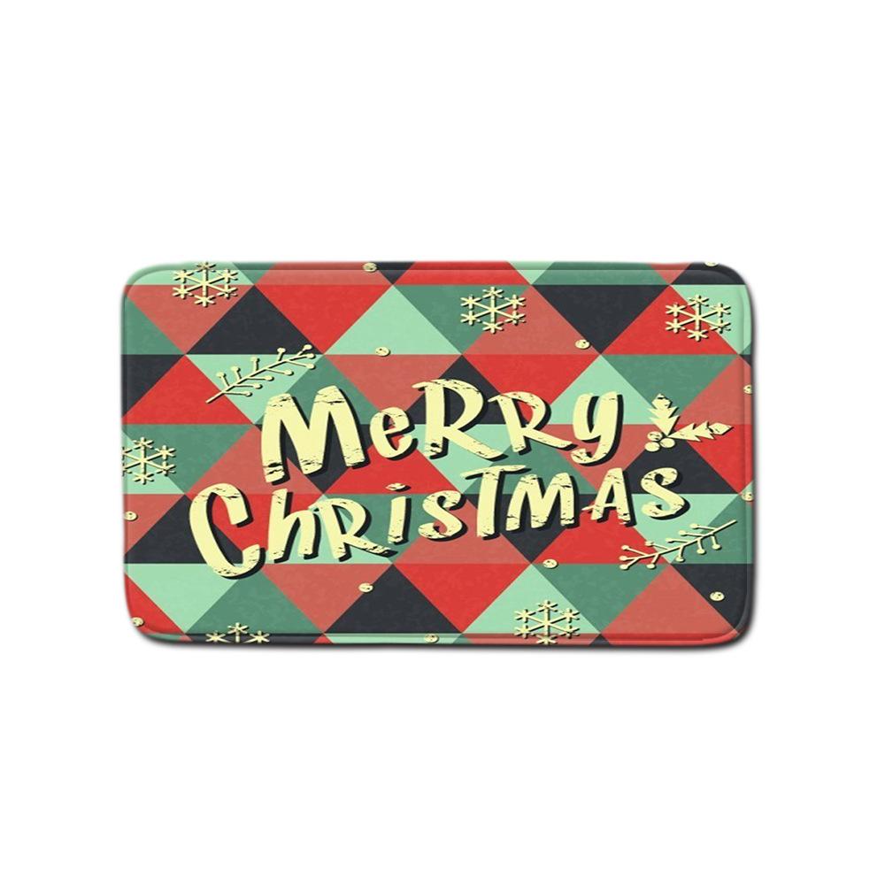 Christmas Home Door Mat Bathroom Shower Curtain Floor Mat Combination Four-Piece Set Bedroom Living Room Carpet