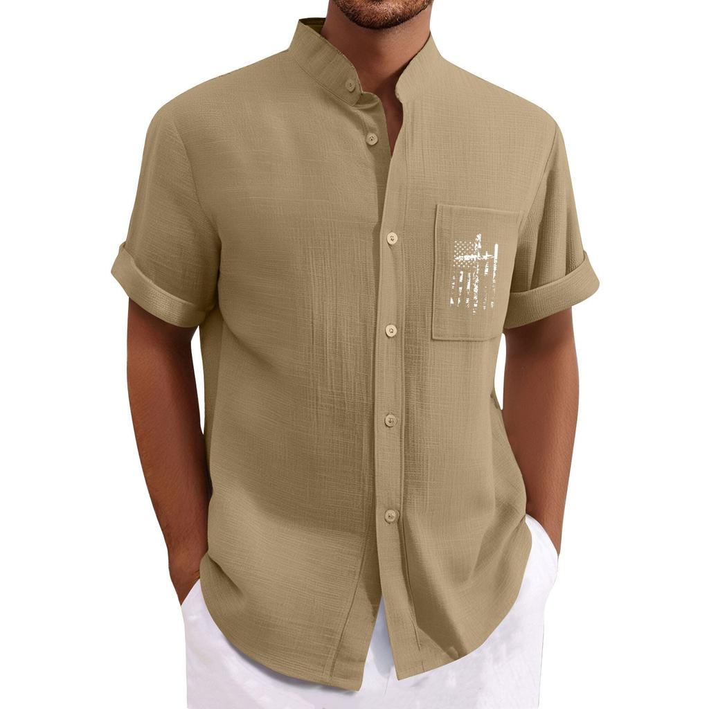 Men'S Casual Loose Short Sleeved Printed Shirt With Fashionable Top