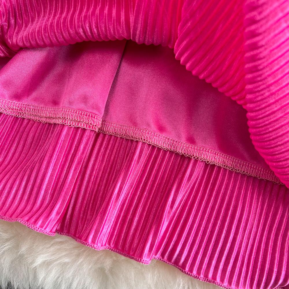 Высококачественное сексуальное темпераментное свободное плиссированное платье с v-образным вырезом и открытой спиной на талии и рукавами «летучая мышь»