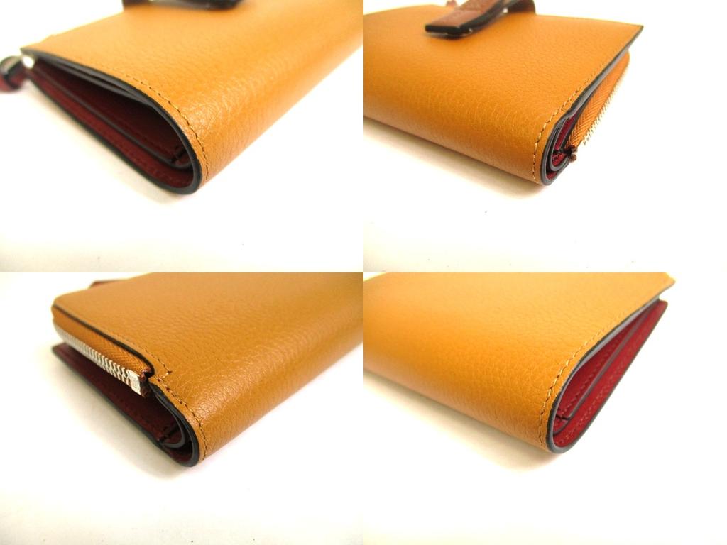 Authentic LOEWE Light Camel Pecan Color Leather Bifold Wallet Compact Wallet #a931  Refurbished